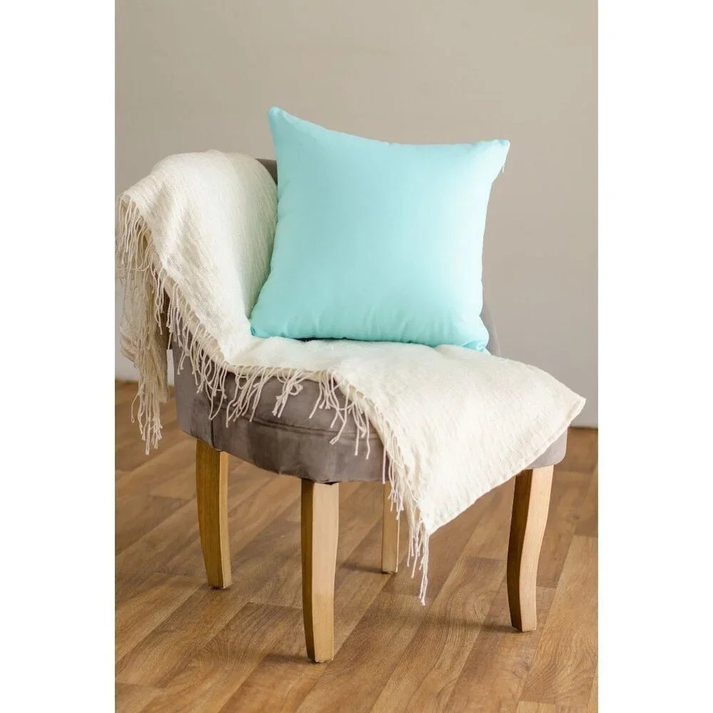 NEW Turquoise Throw Pillow Covers 2 Pack 100% Cotton Canvas 18x18 Pillow Cases